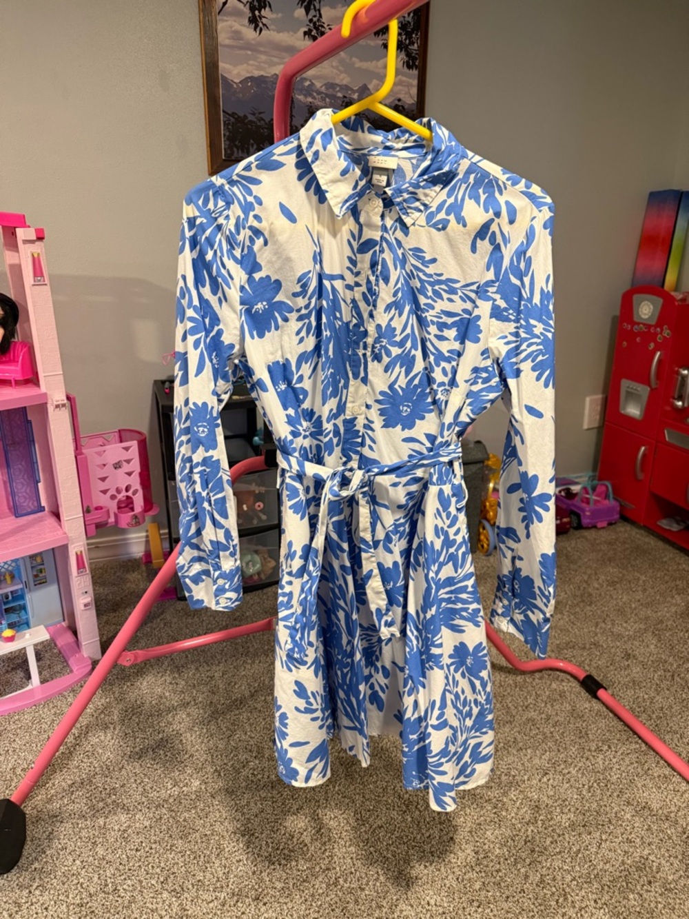 a new day White and Blue Floral Shirt Dress